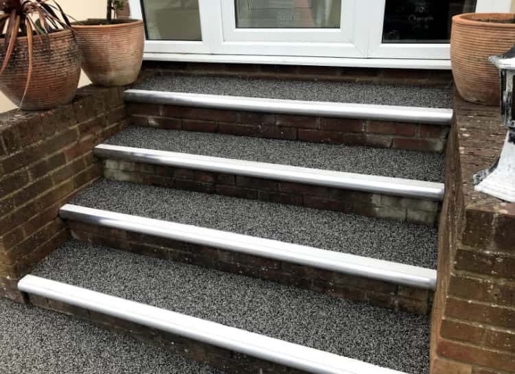 This is a photo of a Resin bound stair path carried out in Preston. All works done by Preston Resin Driveways